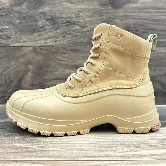 NWOB Sperry Duck Float Ankle Lace Rain Boots Tan 7 Waterproof - Picture 5 of 10